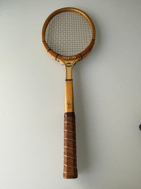 Vintage INTERSPORT SPORTING houten tennisracket, Ophalen, Zo goed als nieuw, Racket, Overige merken