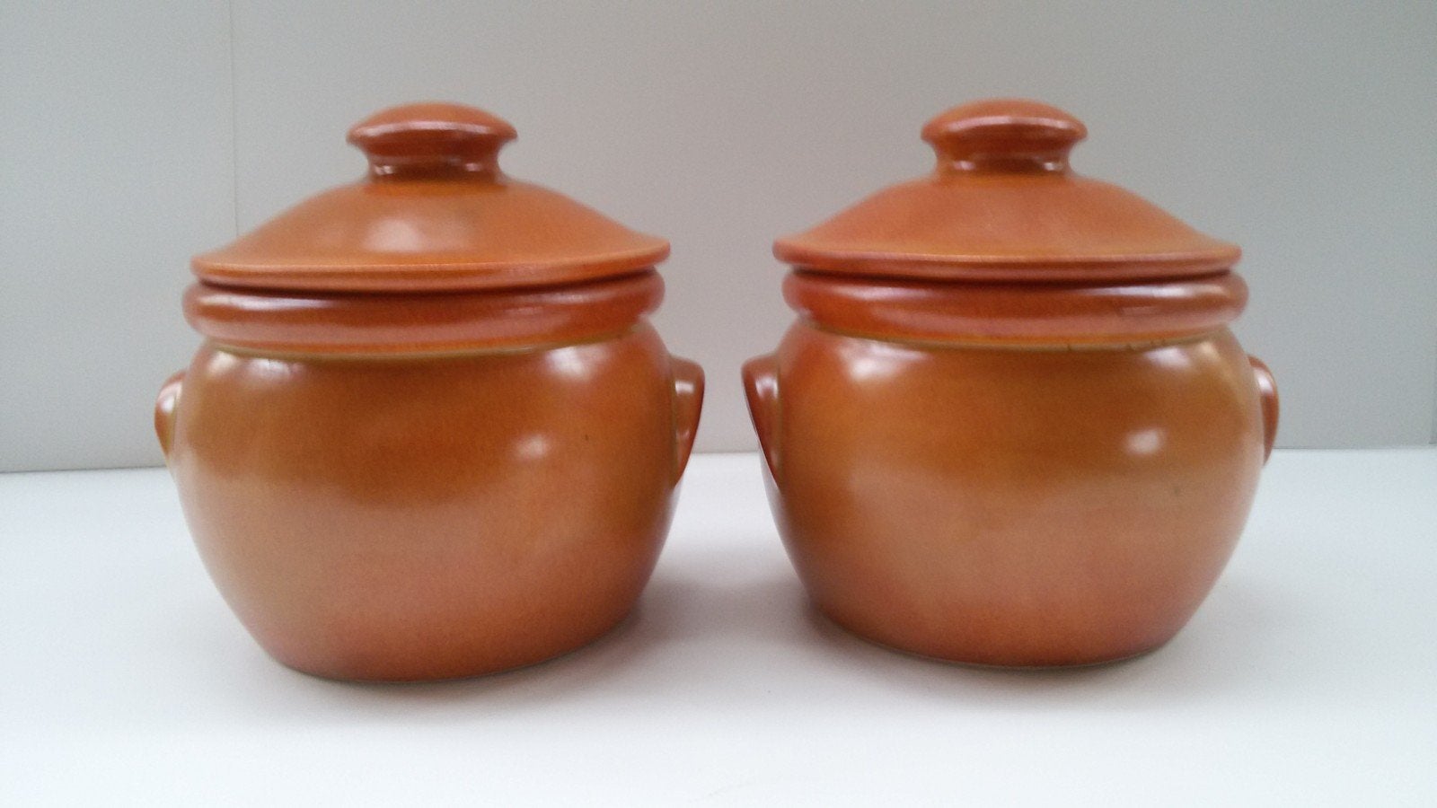 2 terracotta bewaarpotjes met deksel., Landelijk/Boerenbont, Nieuw, Ophalen of Verzenden, Kom(men)