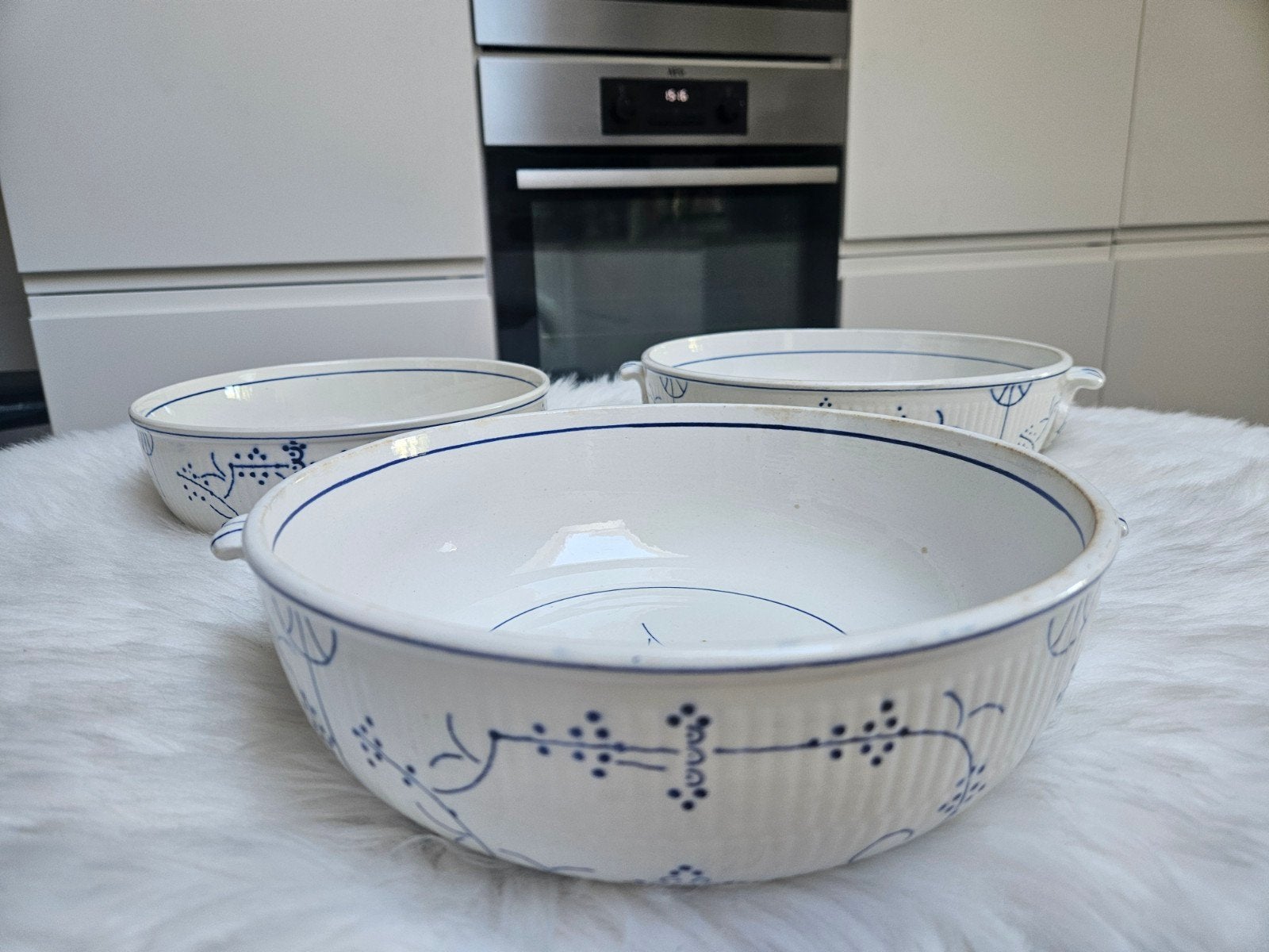 set van 3 grote kommen Boch Copenhague La Louvière, Antiek en Kunst, Ophalen of Verzenden