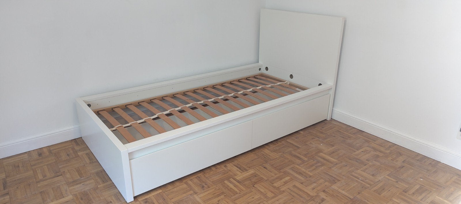 Eenpersoonsbed met lattenbodem en lades IKEA Malm, Ophalen, Gebruikt, 90 cm, Eenpersoons