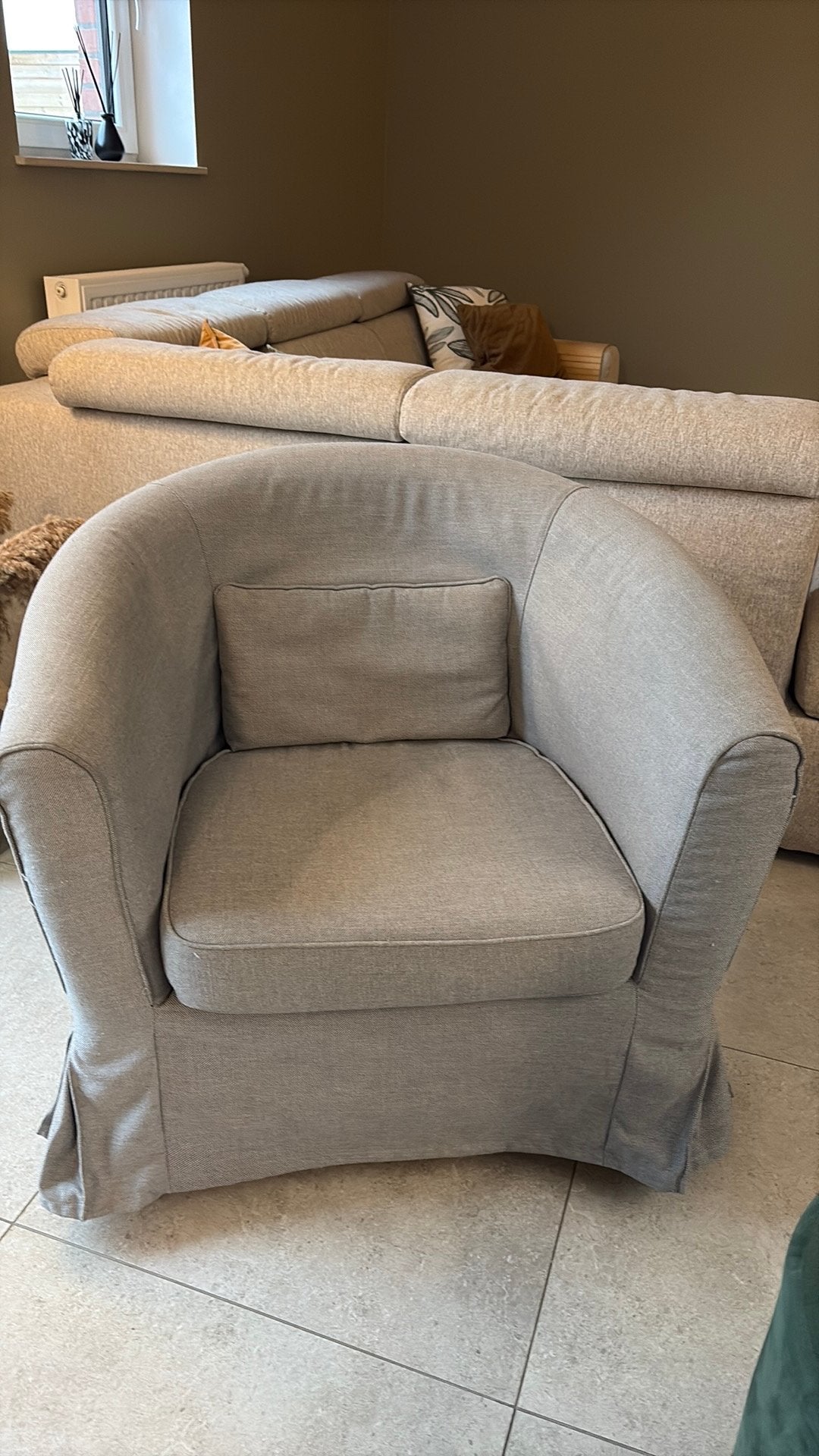 Fauteuil tissu gris, Maison & Meubles, Enlèvement, Utilisé