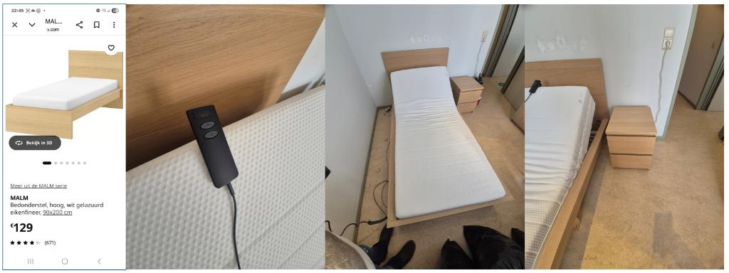 Bed - 1 persoon met lattenbodem en matras verstelbaar, Huis en Inrichting, Ophalen, Overige materialen, Verstelbaar, 90 cm