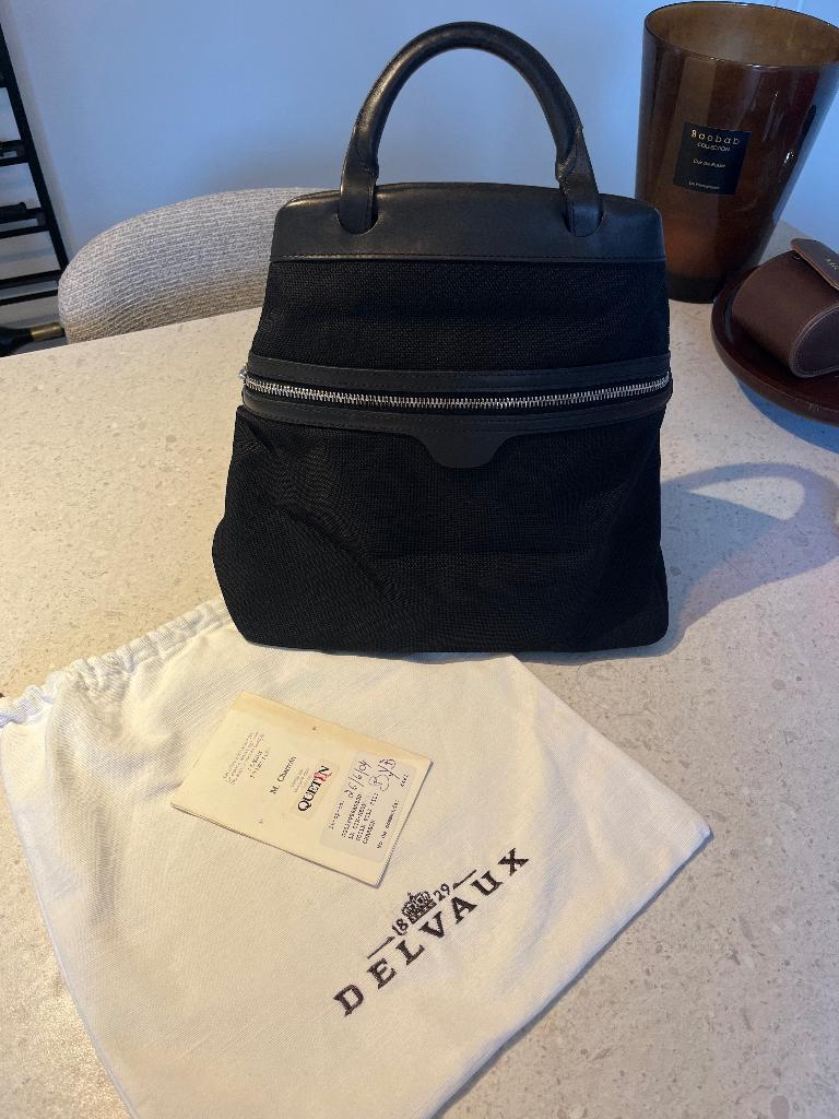 Delvaux Le Dix-Neuf Toile Pili Pili Charbon, Ophalen, Zo goed als nieuw, Zwart, Handtas