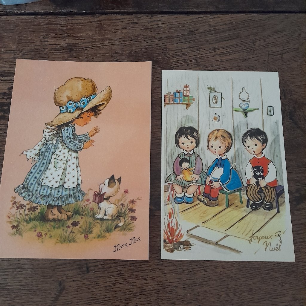 2 cartes anciennes avec des chats, des chats, Enlèvement ou Envoi, Non affranchie