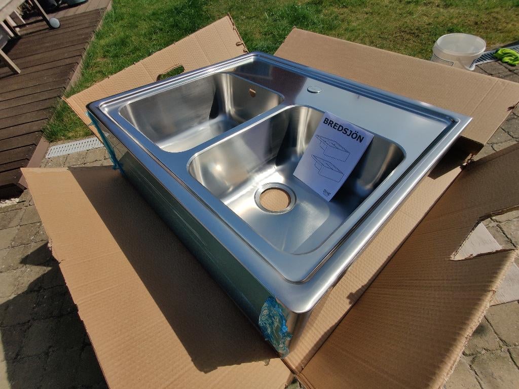 Dubbele spoelbak inox IKEA - nieuw, Huis en Inrichting, Ophalen, Nieuw, 50 tot 100 cm, Minder dan 100 cm