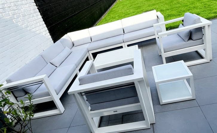 Loungeset Manutti, Tuin en Terras, Ophalen, Meer dan 8 zitplaatsen, Aluminium, Zo goed als nieuw