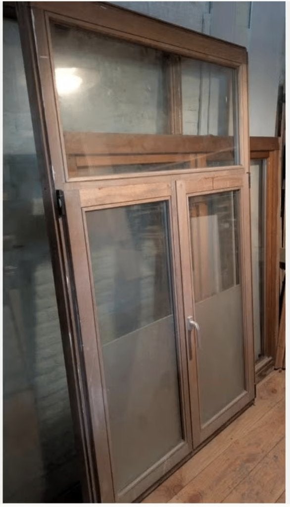 Meranti raam 200cm hoog, 125cm breed., Bricolage & Construction, Double vitrage, 120 à 160 cm, Fenêtre de façade ou Vitre, Enlèvement