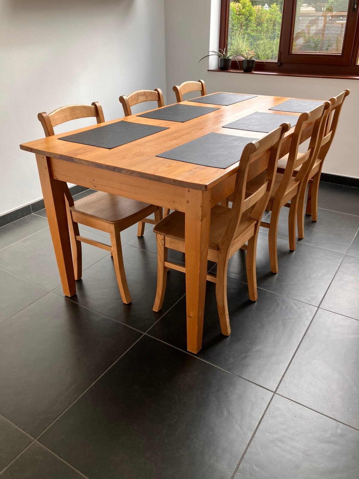 Grenen tafel en stoelen, Huis en Inrichting, Tafels | Eettafels, Ophalen, Zo goed als nieuw