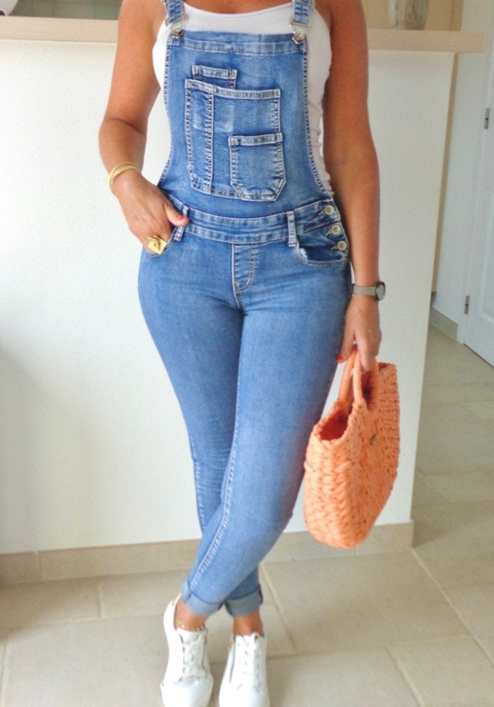 Jeans salopette, Ophalen of Verzenden, Zo goed als nieuw, Blauw