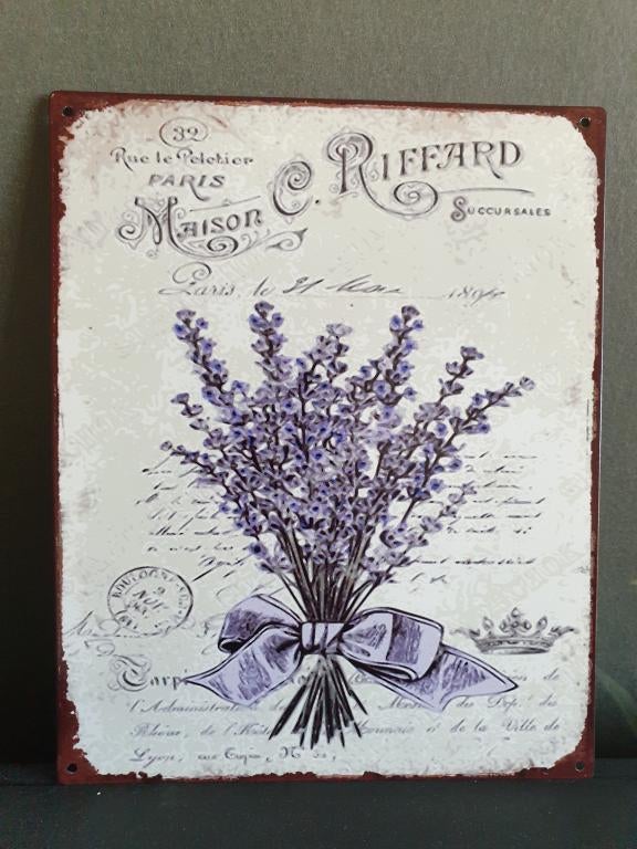 metalen bord met lavendel, Ophalen of Verzenden, Nieuw, Metaal