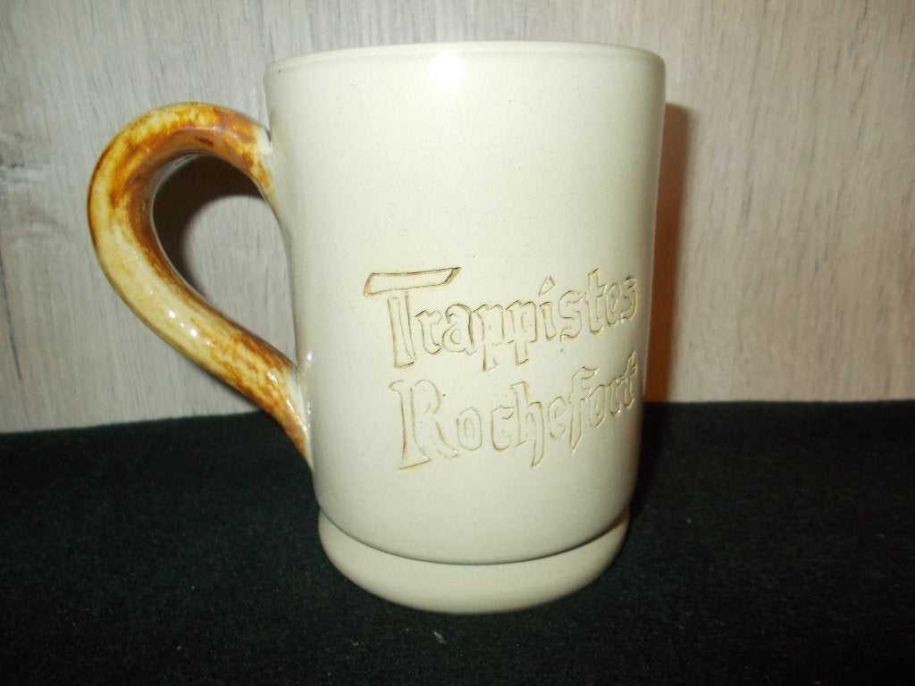 ROCHEFORT Trappistes - pot à bière beige/anse L - 33cl. - 4, Collections, Enlèvement, Utilisé, Chope(s), Autres marques