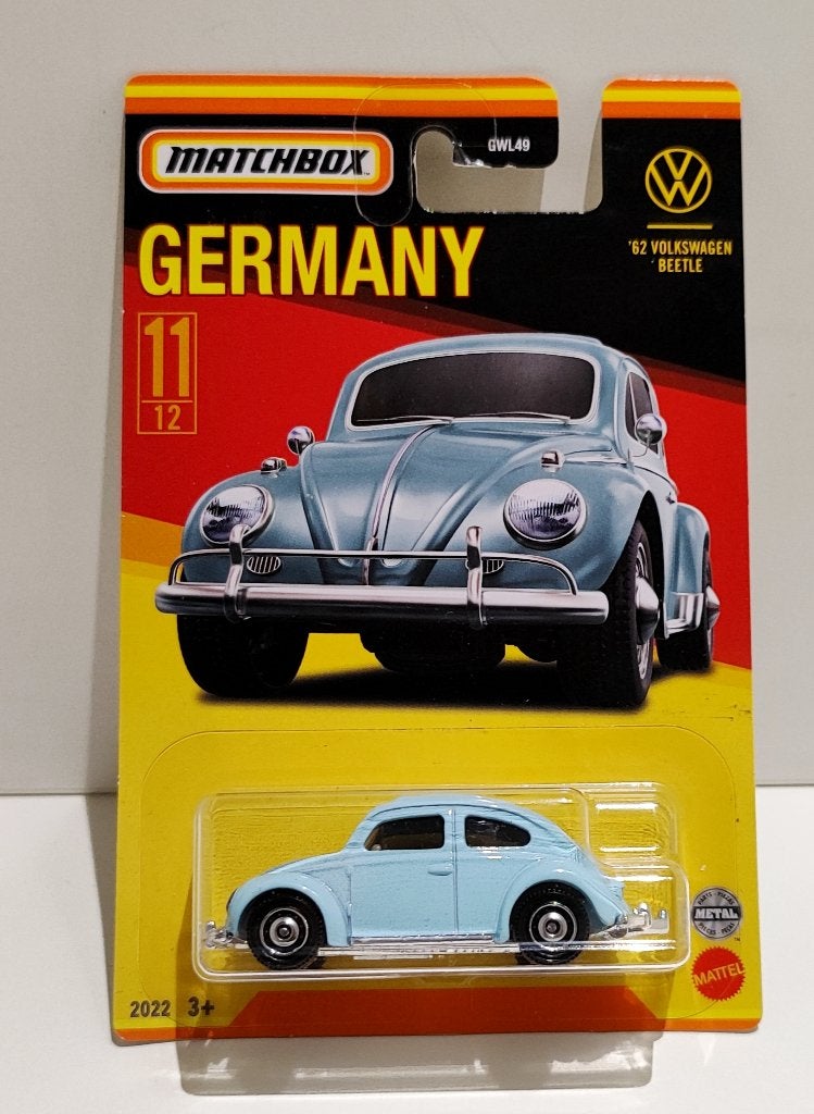 Matchbox '62 VW Volkswagen Beetle Kever Blauw Germany (2022), Enlèvement ou Envoi