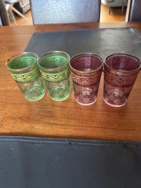 4 Marokkaanse Theeglazen, Verzamelen, Glas en Drinkglazen, Ophalen, Gebruikt, Overige typen