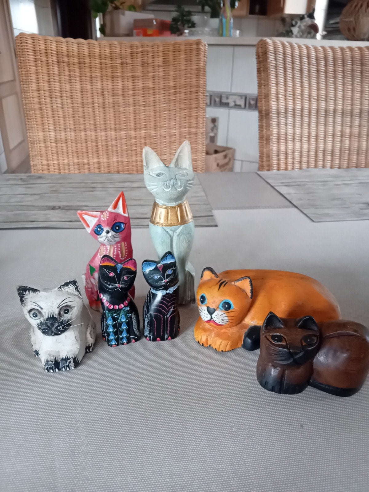 Lot de chat en bois 430 grammes, Enlèvement ou Envoi, Utilisé, Chien ou Chat, Statue ou Figurine