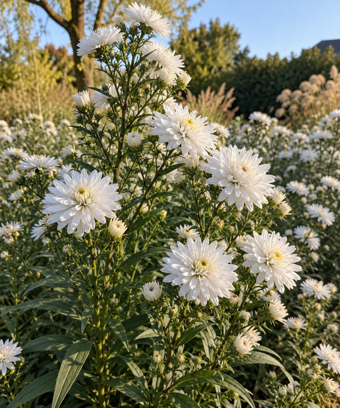 (Herfst)Aster novi-belgi ‘White ladies’, Ophalen, Herfst, Vaste plant