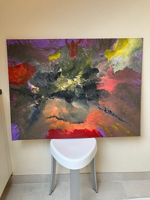 Naar de kern van de aarde, Antiek en Kunst, Kunst | Schilderijen | Abstract, Ophalen