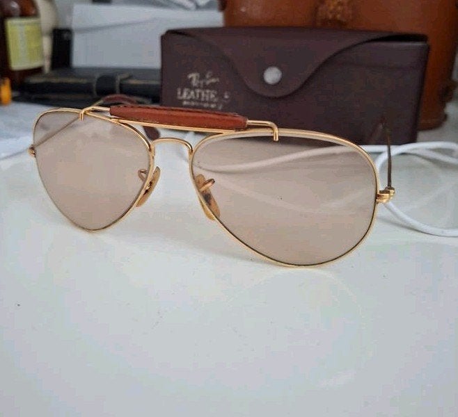 lunettes Ray-Ban Aviator B&L 58-14, monture dorée Vintage, Enlèvement ou Envoi, Lunettes, Ray-Ban
