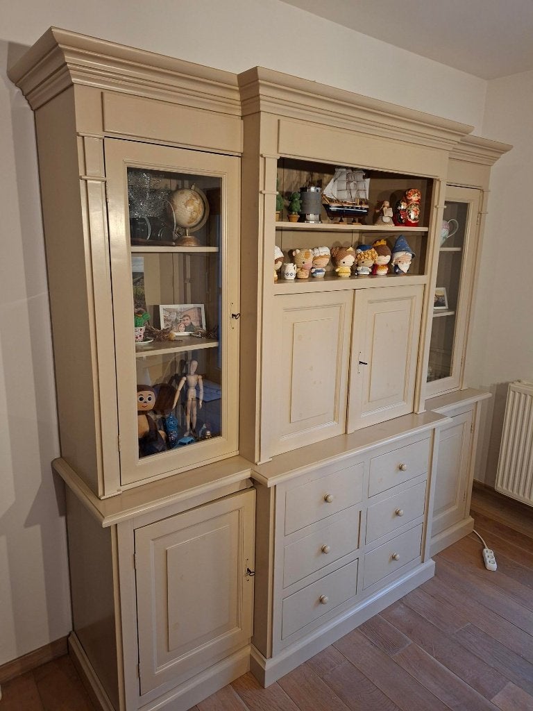 Buffetkast - Massief hout -Beige- 2200x2140x600 -Goede staat, 200 cm ou plus, Autres essences de bois, Landelijk, Enlèvement