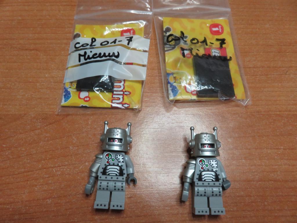 2 x Lego Minifiguren , Serie 1 - Robot , col01-7 , Nieuw, Lego, Nieuw, Ophalen of Verzenden, Minifiguren serie
