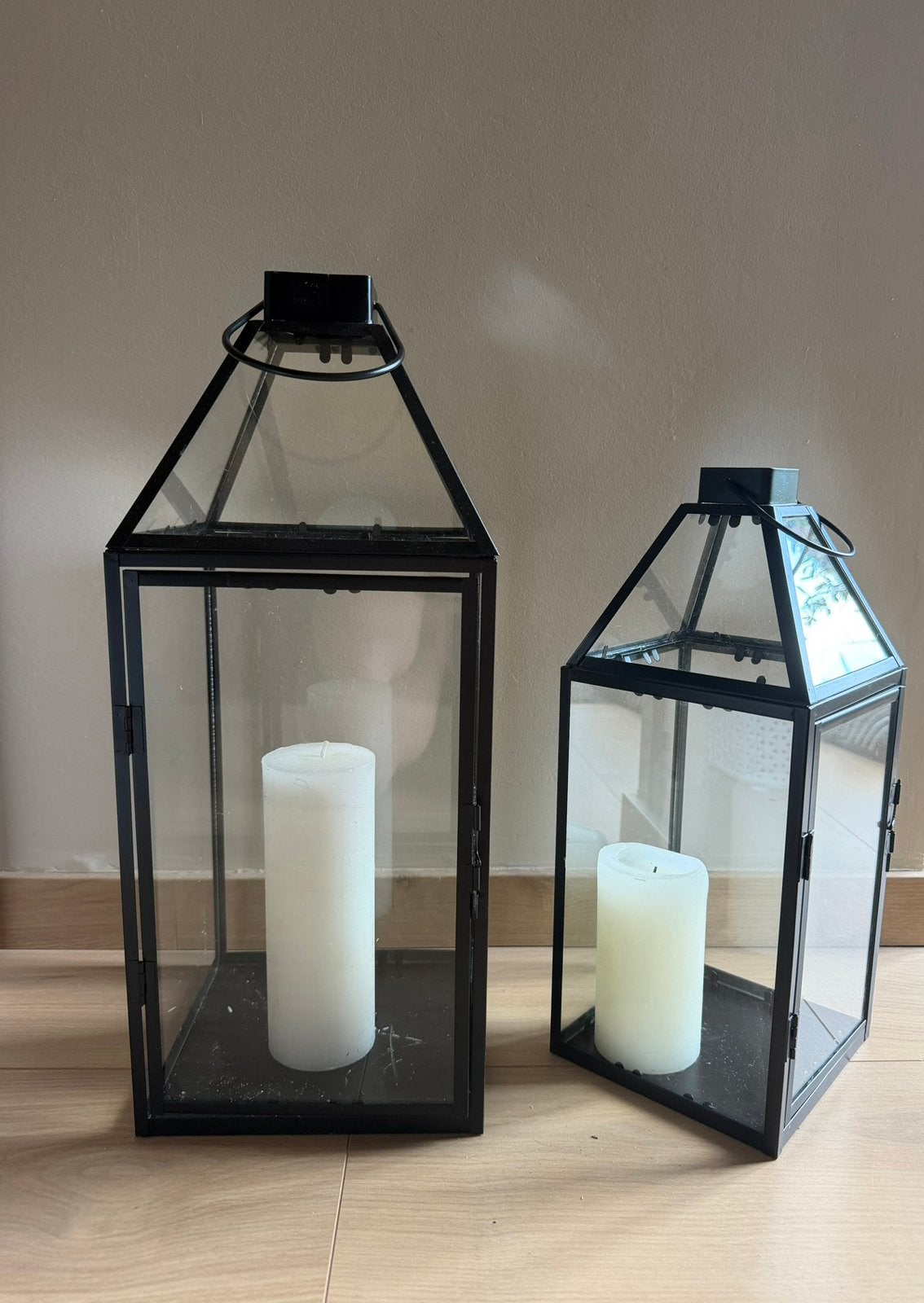 Kandelaars - duo, Huis en Inrichting, Ophalen, Zo goed als nieuw, Glas, Kaars