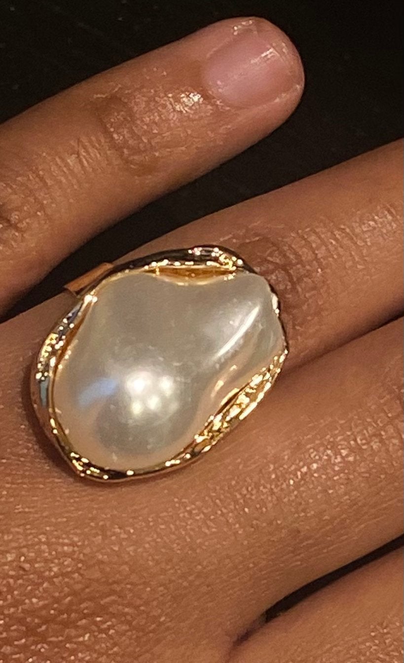 bague dorée à perle, Verzenden, Zo goed als nieuw