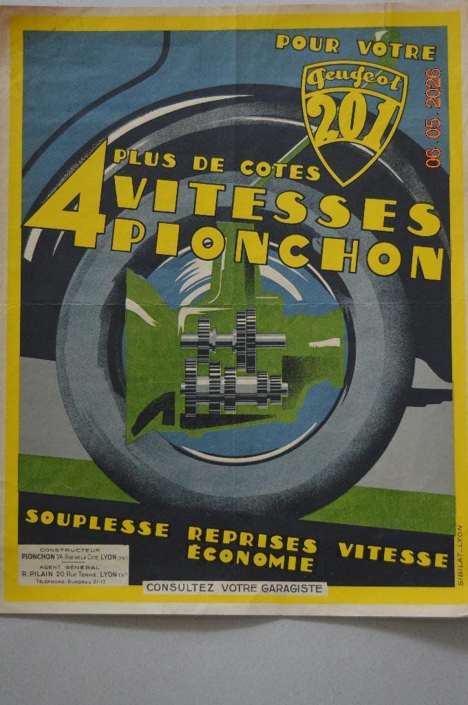 Peugeot  201. Sibilat - Lyon.   Affiche uit 1920, Auto's, Particulier, Te koop