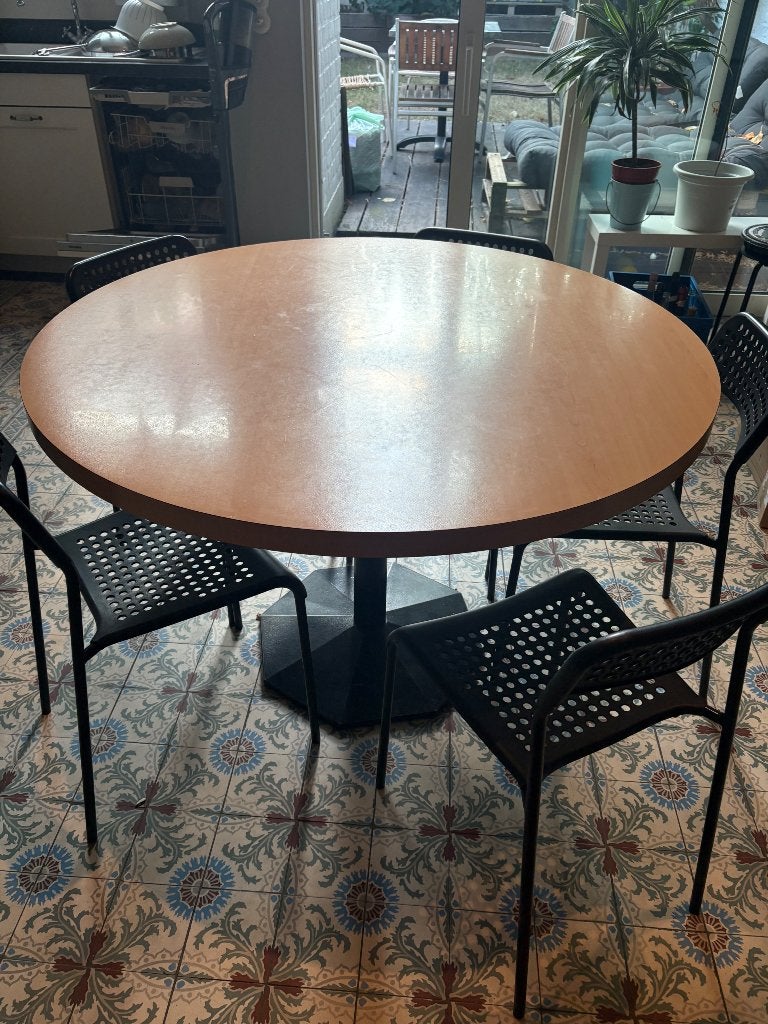 Tafel 120, Huis en Inrichting, Tafels | Eettafels, Ophalen, Gebruikt, Rond, Vijf personen of meer