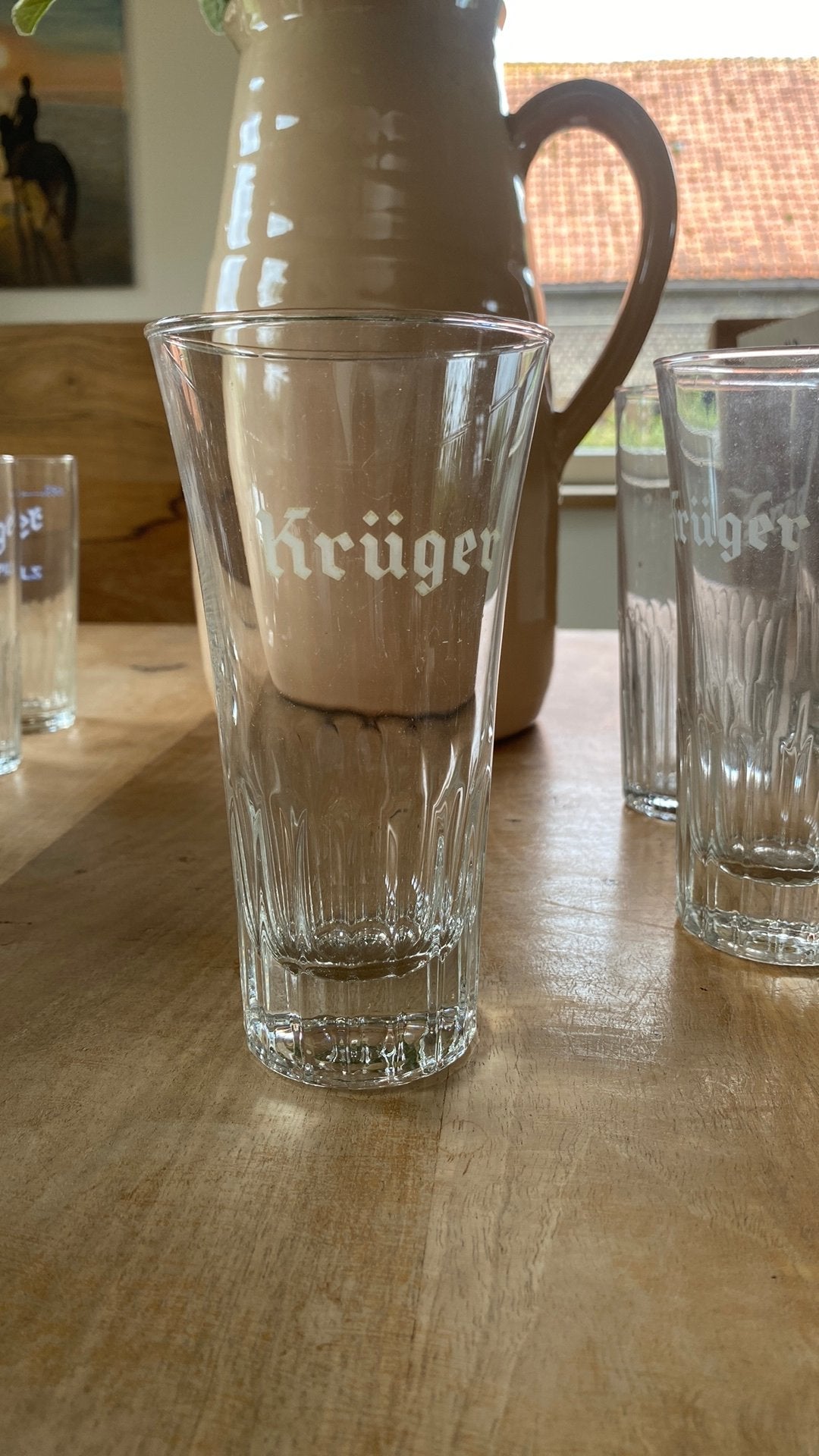 Oud bierglas kruger 2 stuks, Verzamelen, Glas en Drinkglazen, Ophalen of Verzenden, Zo goed als nieuw, Bierglas