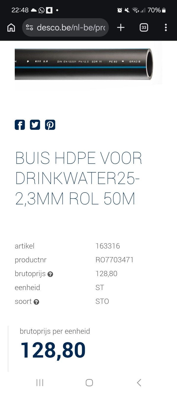 Buis HDPE voor drinkwater 25-2,3MM, Enlèvement, Neuf, 6 mètres ou plus, 20 à 40 mm