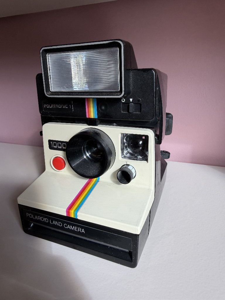 Polaroid Land Camera 1000 + zwarte Polatronic 1 flitser, Enlèvement, Utilisé, Polaroid, Polaroid