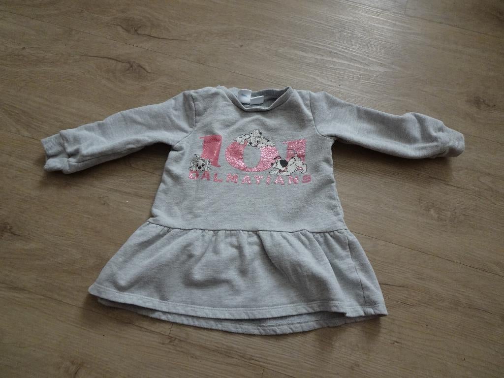 Robe-pull grise avec 101 Dalmatiens (Disney - Taille 92), Disney, Robe ou Jupe, Enlèvement ou Envoi, Comme neuf