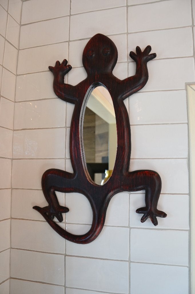 miroir lézard vintage, Enlèvement, Autres formes, Moins de 50 cm, Moins de 100 cm