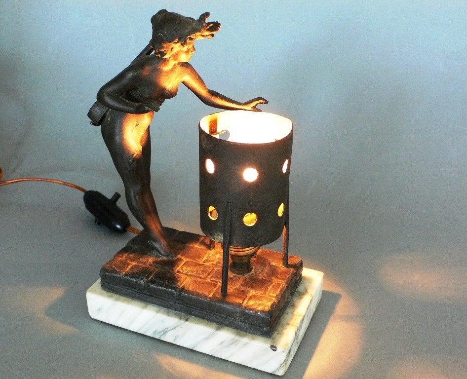 Lampe de table ancienne ou veilleuse de style Art Déco, Enlèvement ou Envoi