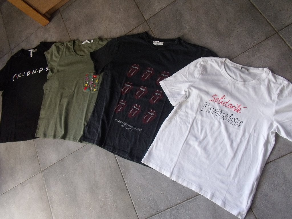 lot 4 T-shirts femme M, Manches courtes, Taille 38/40 (M), NafNaf , MNG, H&M, Enlèvement