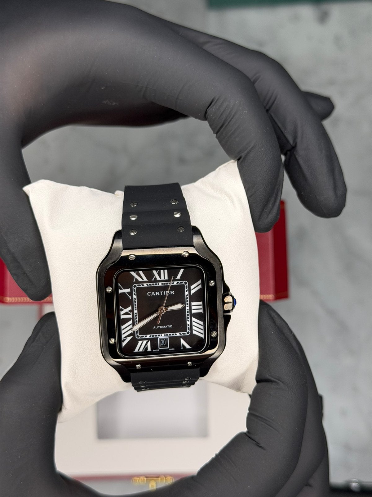 Cartier santos black, Ophalen of Verzenden, Zo goed als nieuw