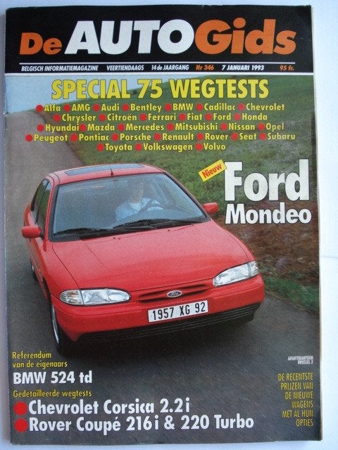 AutoGids 346 Rover 200 Coupé Chevrolet Corsica BMW 524td E34, Livres, Autos | Brochures & Magazines, Envoi, Comme neuf, Général