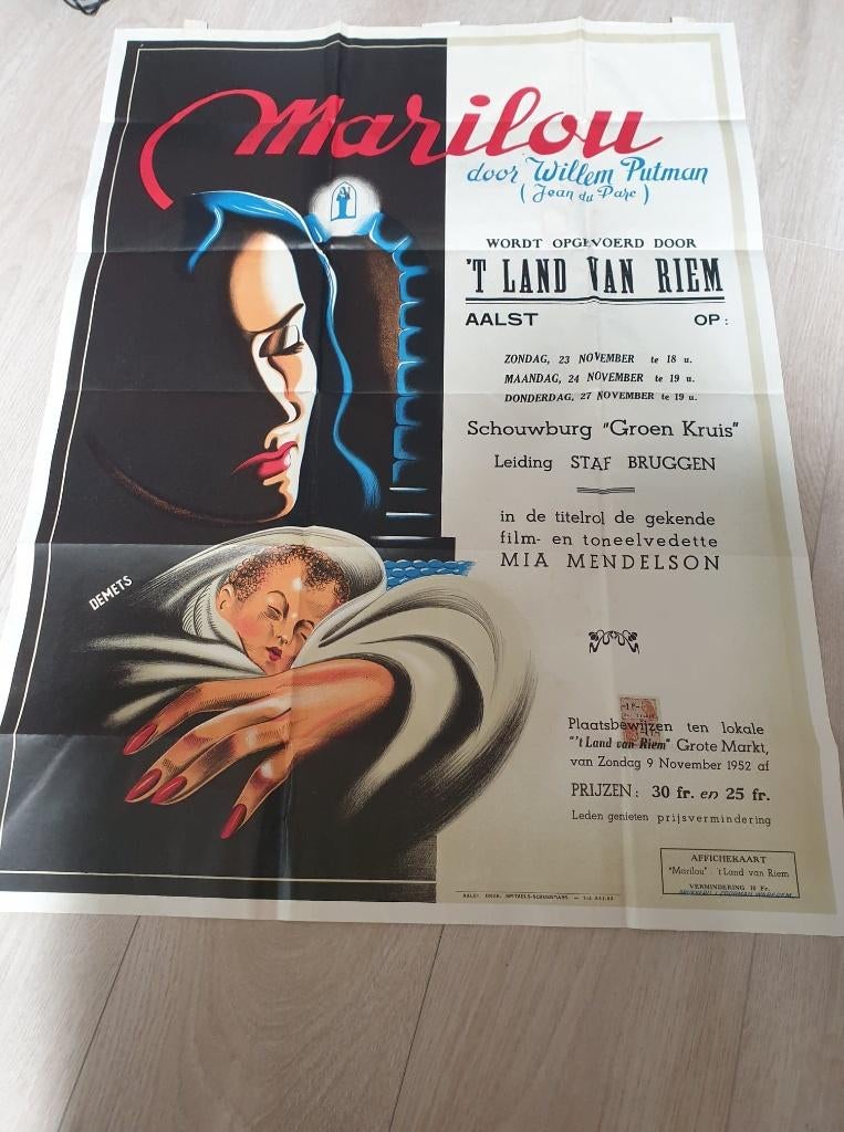Affiche 't Land Van Riem - Aalst 1952, Verzamelen, Posters, Ophalen of Verzenden, Gebruikt