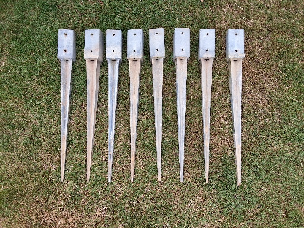 8x Paalhouder met punt 7cmx7cm, Tuin en Terras, Ophalen, Gebruikt, Palen