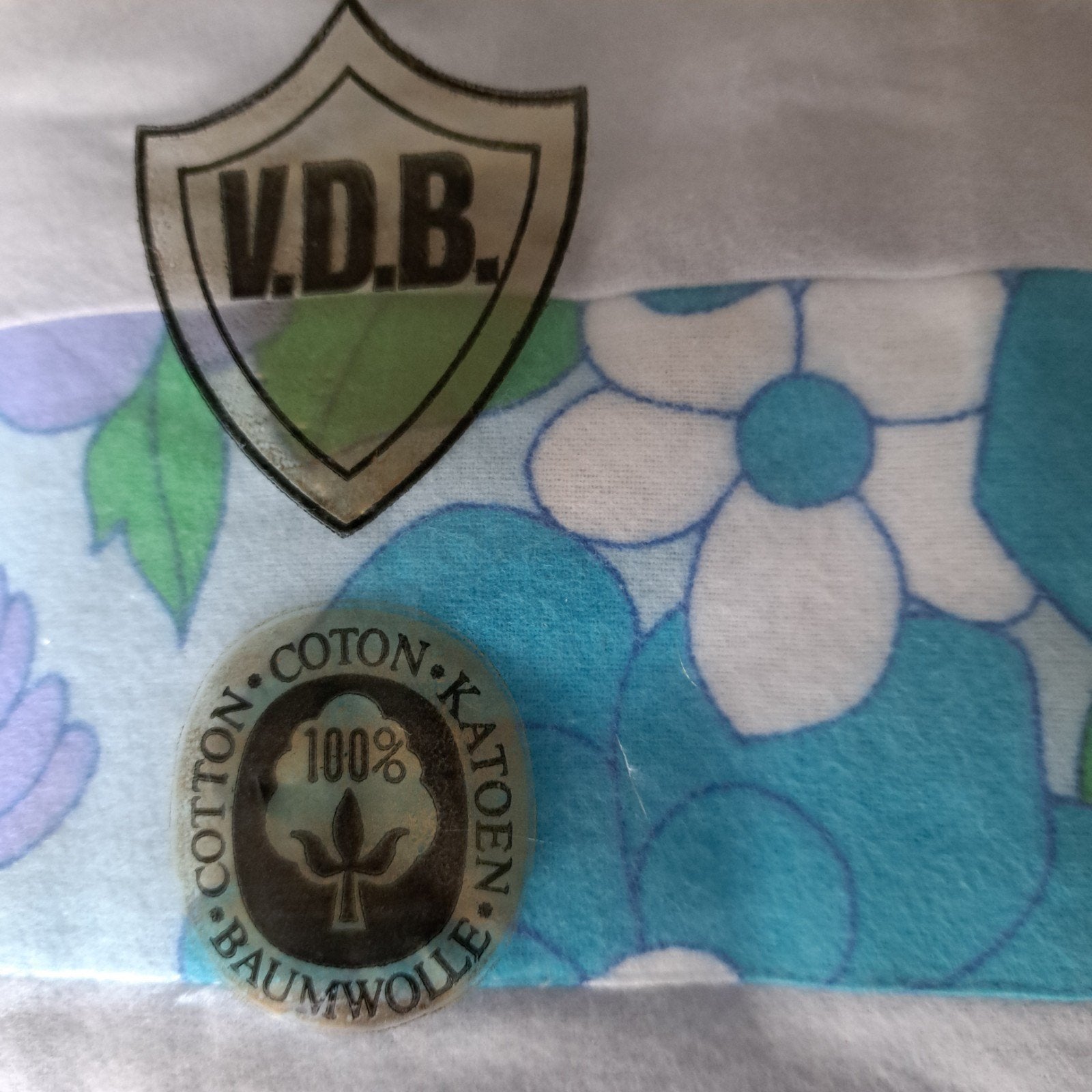 Nieuwe vintage flanellen lakenset V.D.B 230x265 cm, Blauw, Beddengoedset, Katoen, Ophalen of Verzenden