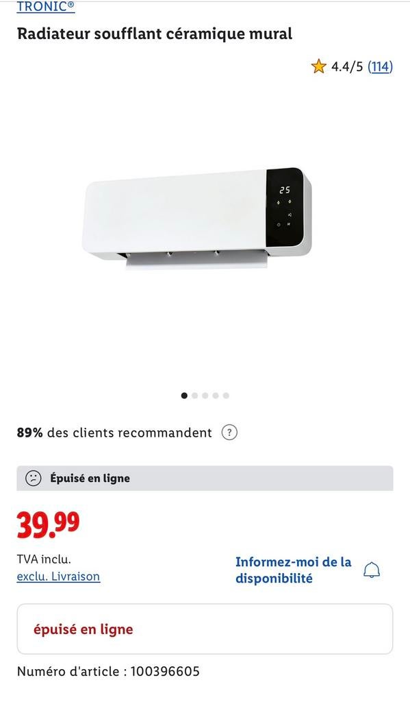 Radiateur soufflant céramique, Bricolage & Construction, Chauffage & Radiateurs, Enlèvement, Comme neuf, Radiateur