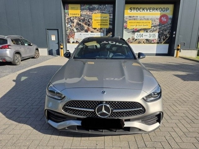 Mercedes C180 AMG Line Pano Digital Light 11.569 km, Cuir, Argent ou Gris, Achat, 1800 kg