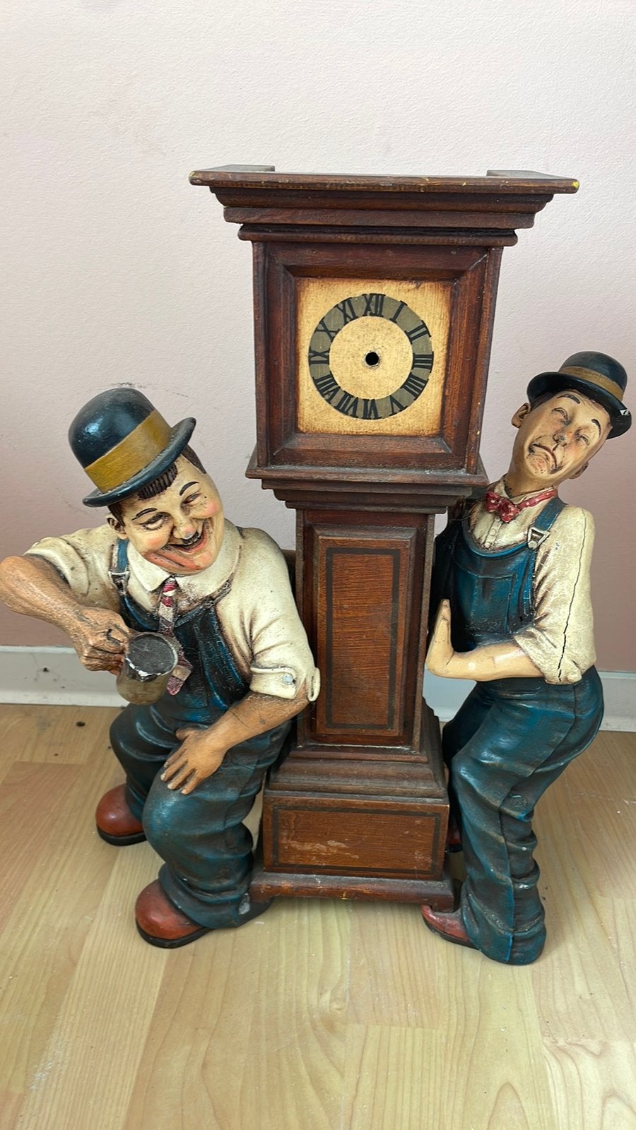 Houten klok (dikke en de dunne), Antiek en Kunst, Ophalen