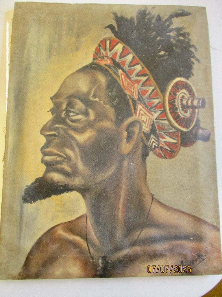 Africanisme 1950, Antiquités & Art, Art | Peinture | Classique, Portrait ou Personnes, Peinture à l'huile, Envoi, Toile