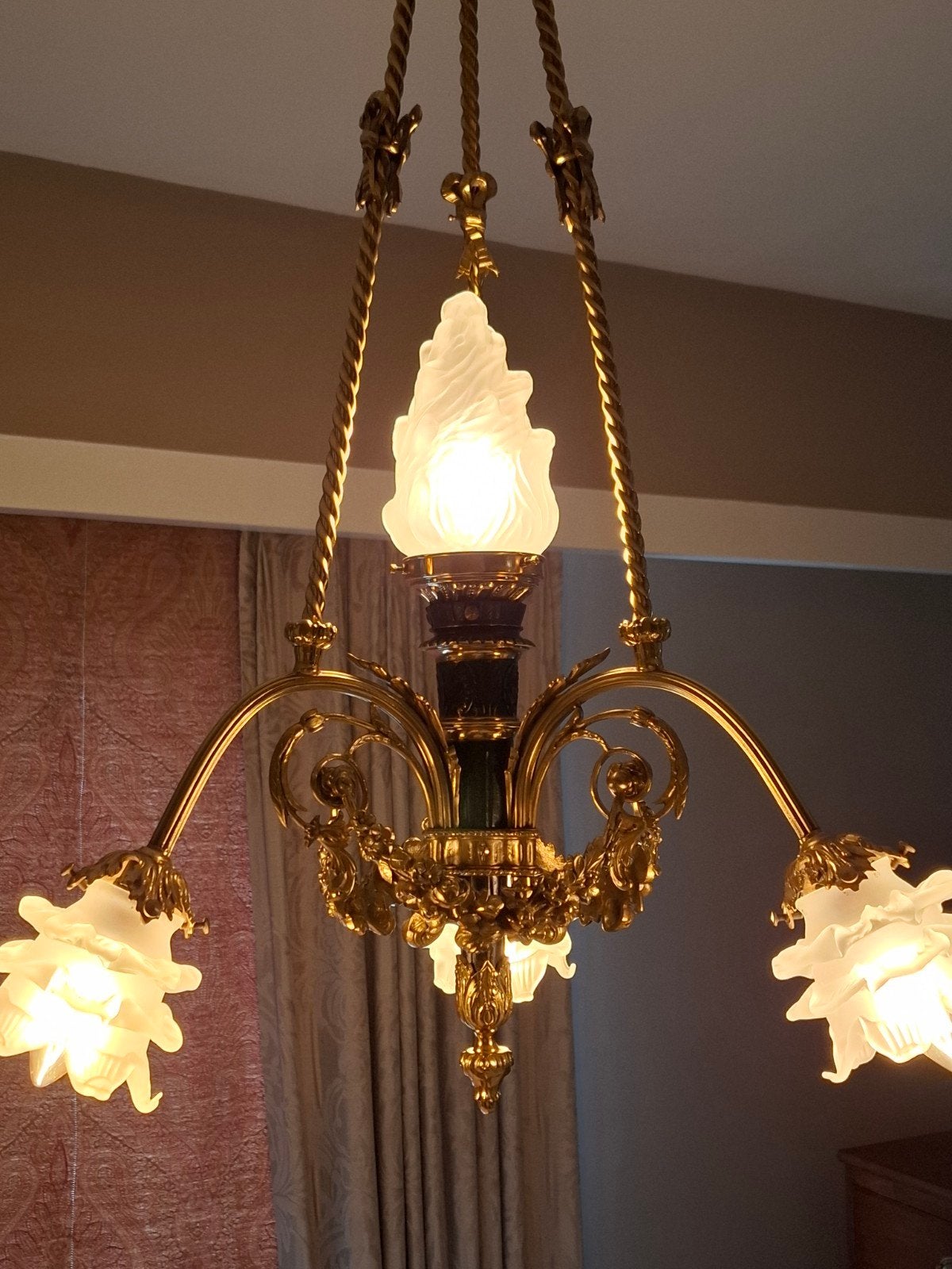 Bronzen luster, Antiek en Kunst, Ophalen, Brons