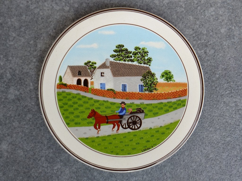 Sous-plat Villeroy & Boch, Design Naïf, Gérard Laplau, Enlèvement ou Envoi, Comme neuf, Porcelaine, Tasse et/ou soucoupe