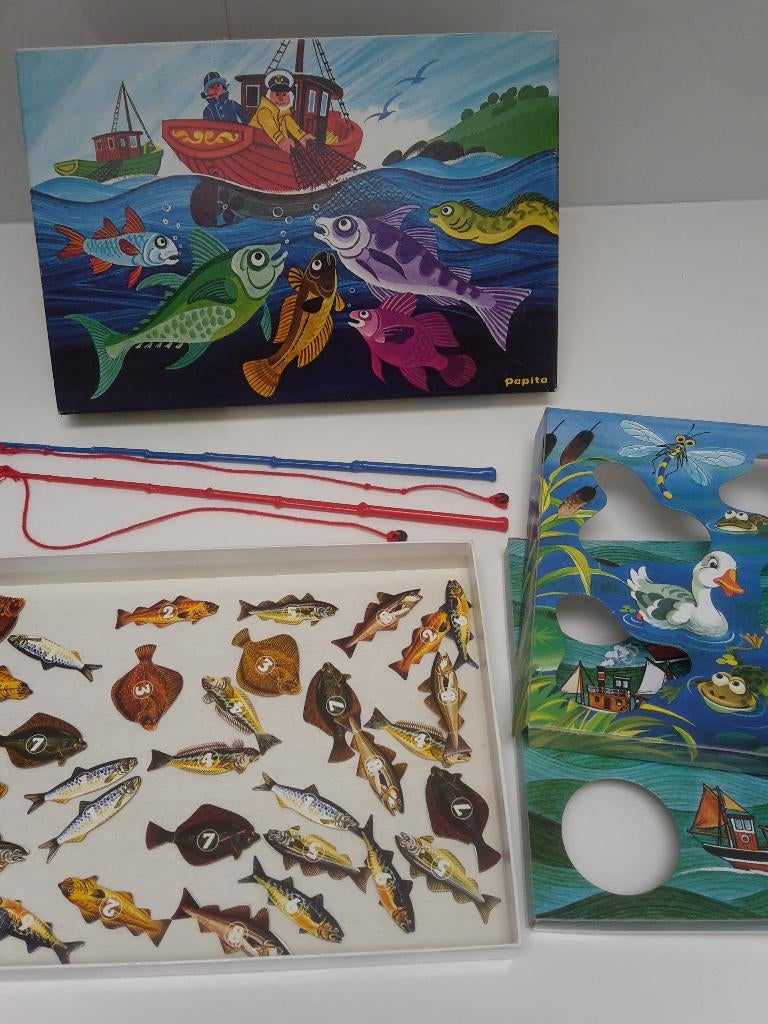 Vintage spel Visjes Vangen, 2 spelers, Papita, jaren ’80, Collections, Jouets, Utilisé, Enlèvement ou Envoi