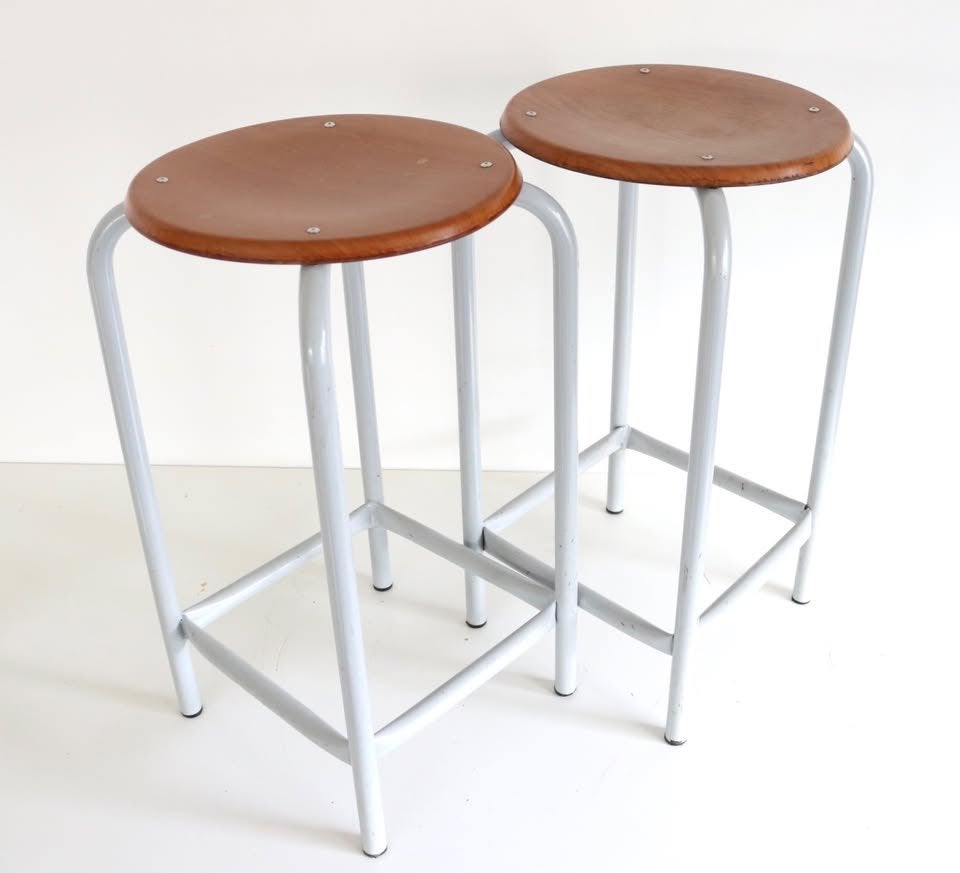 Vintage krukken uit oude school - Retro Tabouret, Antiek en Kunst, Ophalen