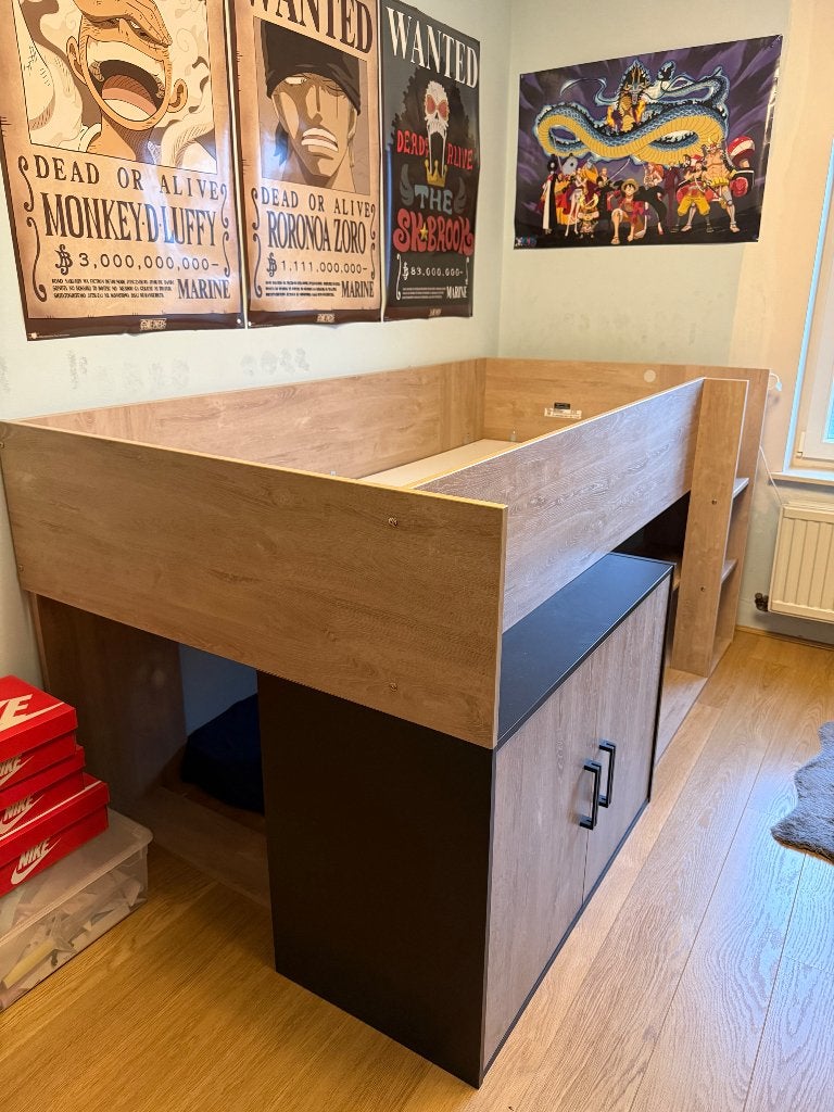 Lit surélevé 90x200, Kinderen en Baby's, Kinderkamer | Stapelbedden en Hoogslapers, Zo goed als nieuw, Halfhoogslaper, Ophalen