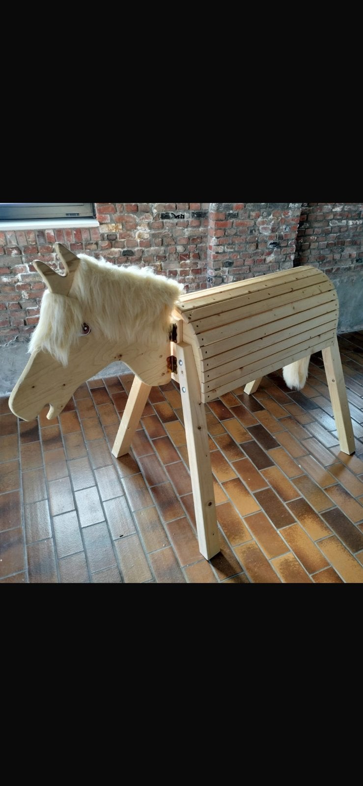 Groot Houten paard, Jardin & Terrasse, Chaises longues, Enlèvement, Comme neuf, Bois