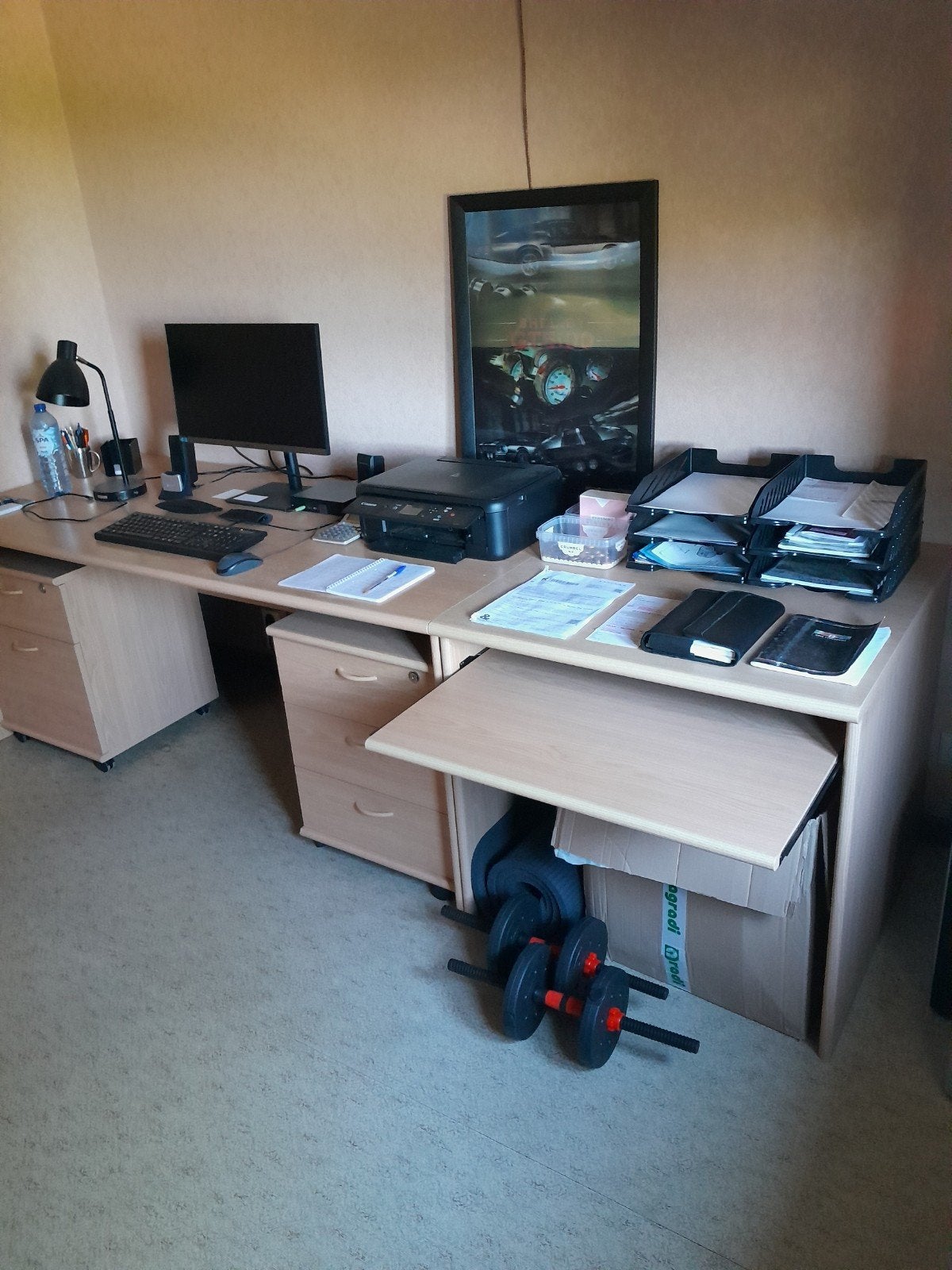 Grote bureau 2 - delig, Ophalen, Demontabel, Gebruikt, Duo-bureau